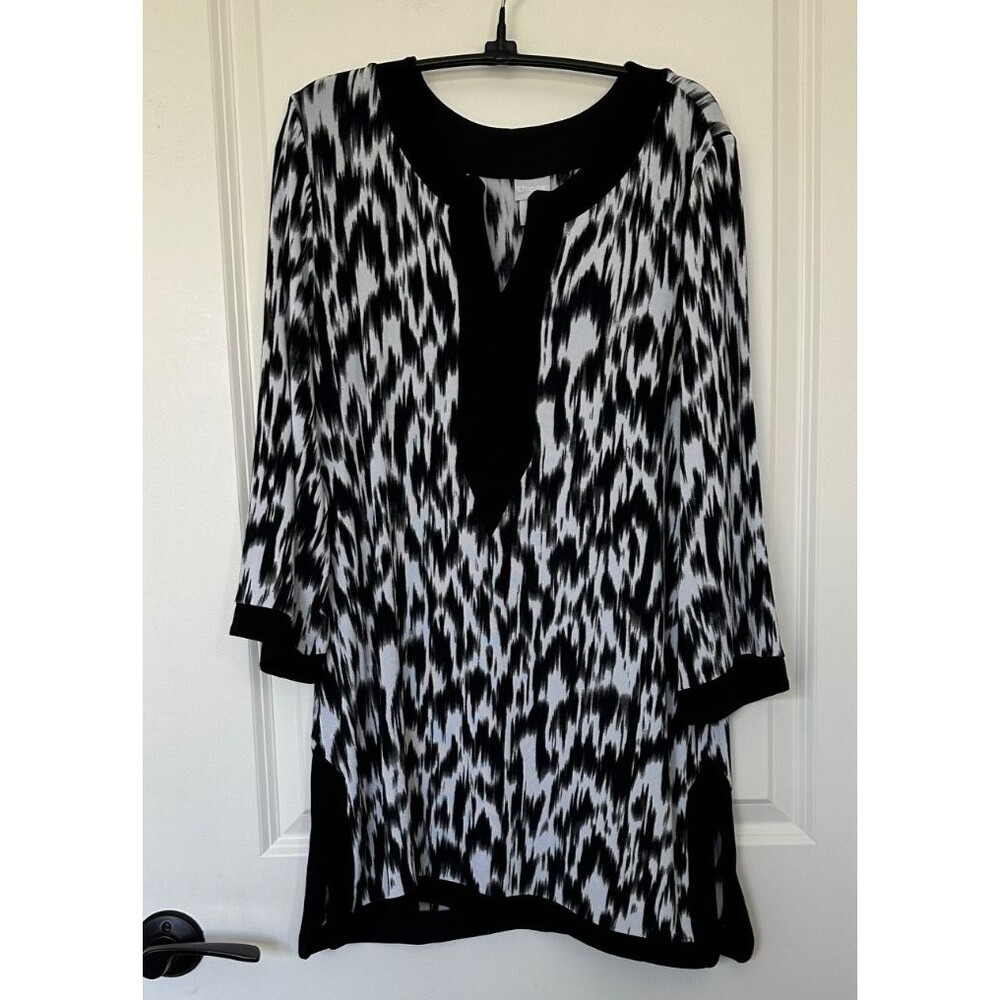 Chico's Travelers Tunic Black & White Chico’s 2 (Large / US 12)